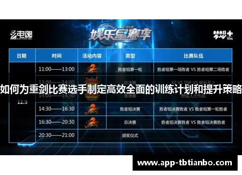 如何为重剑比赛选手制定高效全面的训练计划和提升策略